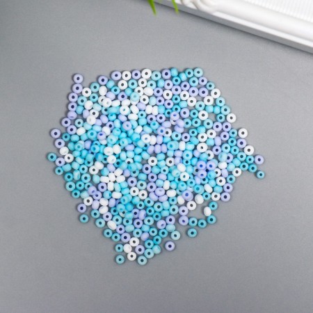 Glass 8/0 "Marshmallow. Matte. Melange. Blue" 10 g