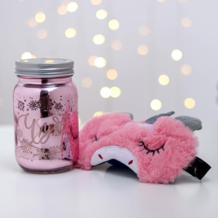 New Year's candle in a bank and a sleep mask "Magic", a set-1