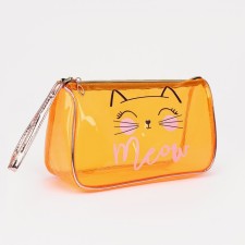 Cosmetic bag with a handle, orange color