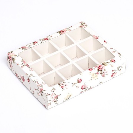 Box for 12 sweets, "flowers" 19 x 15 x 3.6 cm-1