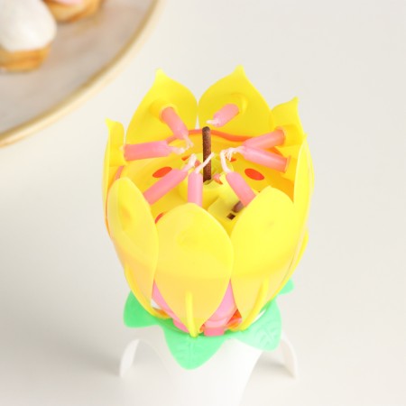 Candle for Cake Musical "Tulip", yellow, 12 × 5 cm-5