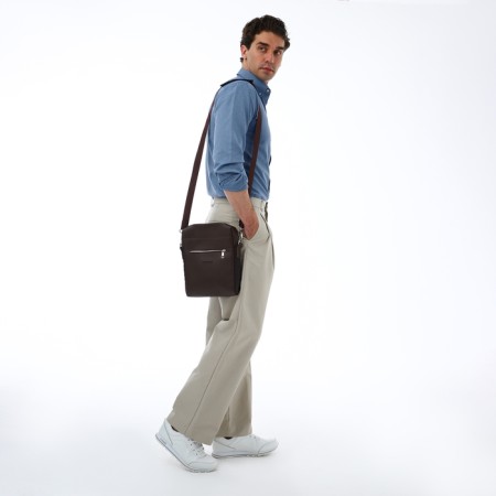 Men's bag over the shoulder, Textura, artificial leather, brown color-8