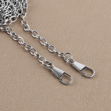 Furniture for bag No. 1, set 4 items, carbine - 2 pcs, chain, buttons, metal, silver-1