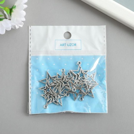 Decor for creativity Metal "Double Star" silver 2.3x2 cm-2