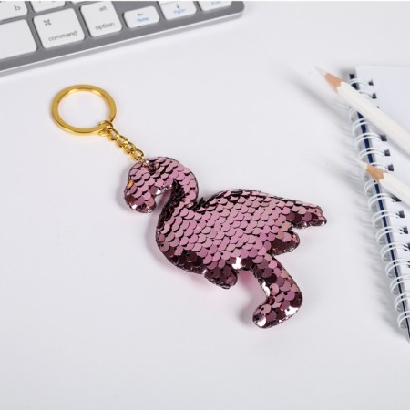 Set of passport cover and keychain "Realistic flamingos"-5