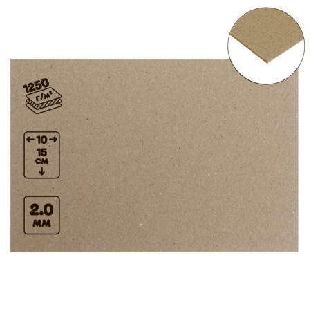 Binding cardboard (shell -shaped) 2.0 mm, 10 x 15 cm, 1250 g/m², gray