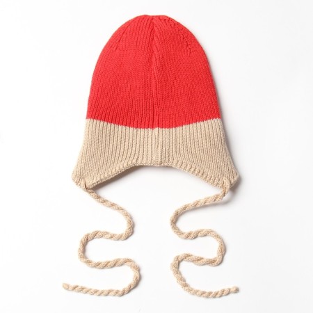 Children's hat minku rr 52-54, red/beige color-2