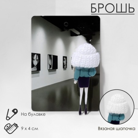 Brooch "Girl" in a sweatshirt, color in silver