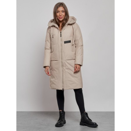 Coat insulated winter female, size 42, beige color-2
