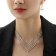 Set 2 objects: earrings, necklace "ice", 6 rows, white color in silver, 34 cm
