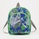 Baby backpack with zipper, external pocket, blue/green color