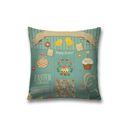 Decorative pillowcase "Vintage congratulations on Easter", on a zipper, size 45x45 cm