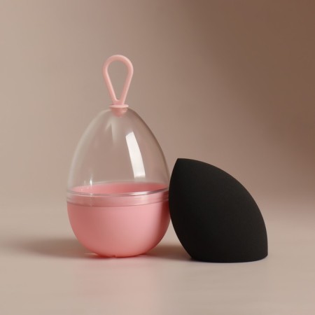 Mowed sponge for makeup “drop”, 6 × 4 cm, increases when getting wet, in case, black color is black-9