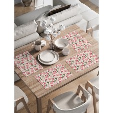 A set of napkins for setting the Table of Flowers, rectangular, rounded edges, size 30x46 cm, 4 pcs
