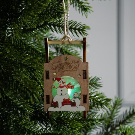 Christmas tree toy "Sani with a snowman", from batteries, a glow of RGB-2
