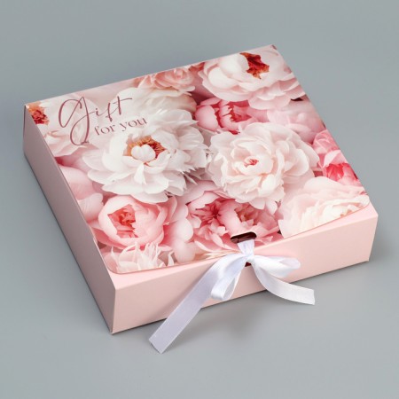 Bearbox Gift Two -way folding, packaging, “peonies”, 20 x 18 x 5 cm-2