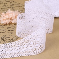 Knitted lace, 70 mm × 10 ± 1 m, fluid-white color