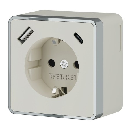 Grounding socket, curtains and USB type A+C Gallant (ivory) W5071703