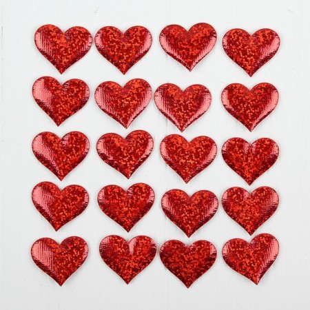 Decorative hearts, set 20 pcs., Size 1 pcs: 3.5 × 2.5 cm, red color