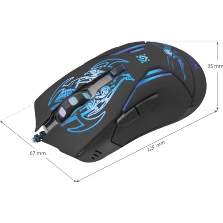 Mouse Defender Bionic GM-250L, wired, game, optical, 3200DPI, black-10