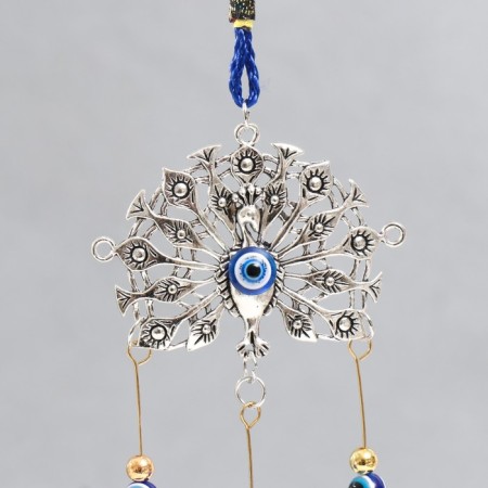 Wind Music Metal "Peacock tail-Werr" from the evil eye with a brush 2 bells 28 cm-1