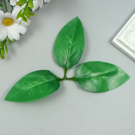 Decor for creativity "Three leaves" Green 7.5 cm-1