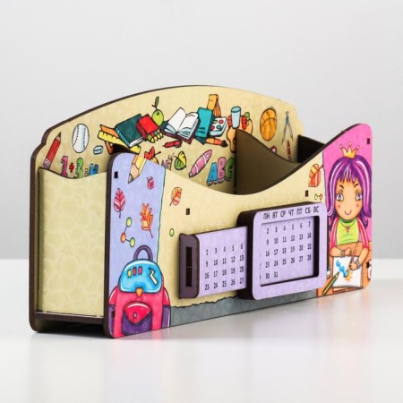 Organizer for office items "School of amenities", eternal calendar, color, yellow-3