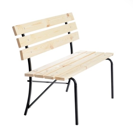 Garden bench from pine with a back "Laksi" tree, metal frame, 36x120x82cm-1
