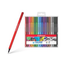 A set of capillary pens 18 colors, 0.4 mm, Erichkrause, a line 0.4 mm, a trihedral case, a needle node, a blister
