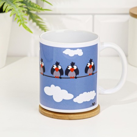 Sublimation mug "Be yourself!" sparrows, 320 ml, with application-3