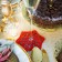 Snowflake shaft stand for the glass, 8.5 cm, red color
