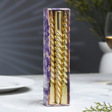 A set of candles of twisted, 1.9x 20 cm, 6 pieces, gold metallic-4