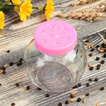 A set of glass cans for bulk products "Chamomile", 200 ml, 2 pcs, color mix-8