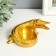 Polystone candlestick for 1 candle "Golden Crocodile" 7x10.5x9 cm