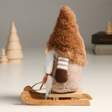 Interior doll "Granny in a fur cap on a sled" 22.5 cm-1