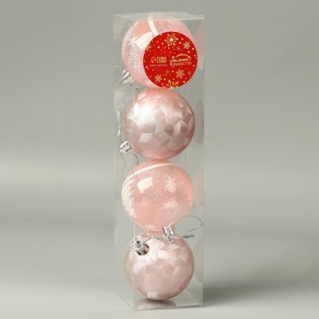 Set of balls plastic D-5.5 cm, 4 pcs "Winter Fairy Tale" Pink-1