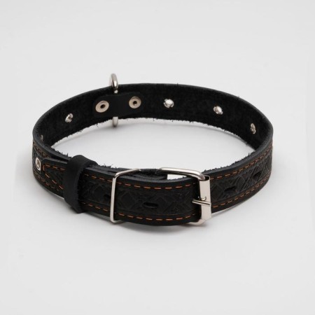 Collar leather embossed single-layer, dimensionless, 3 x 60 cm, Osh 42-55 cm, mix of flowers-1