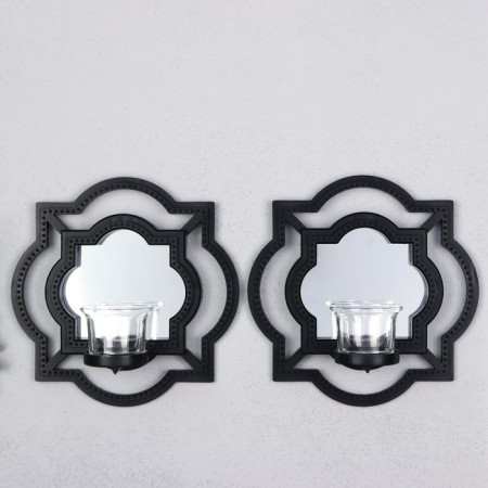 Climber Wall glass per 1 candle "Reflection" set 2 pcs D-4 cm black 8x20x20.5 cm