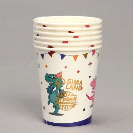A glass of paper "happy dinosaurians", in a set of 6 pcs.-2