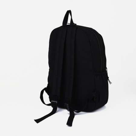 School backpack from textiles, 3 pockets, black color-1
