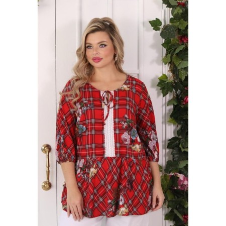 Female blouse, size 52, red color-6