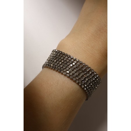 Bracelet "ice", 8 rows, white color in silver, 17 size-5