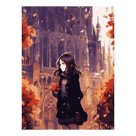 Picture on the numbers "Autumn Listopad", on cardboard 28.5 × 38 cm
