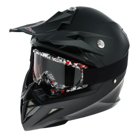 Glasses-mask for motorcycle driving, transparent glass, red-black color, OM-21-1
