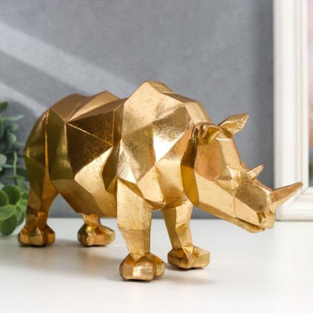 Souvenir Polystone 3D "Golden rhino" 12x8x25.1 cm-2
