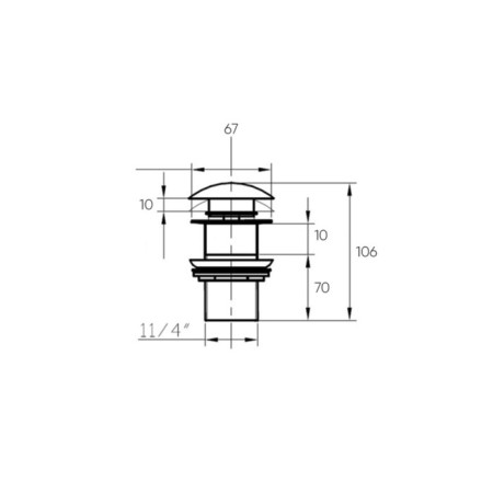 Bottom valve Bronze de Luxe 1002gr, for a shell, ceramics/brass, gray-2