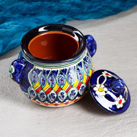 Sugar of Rishtan ceramics "Patterns", 500 ml, blue-1