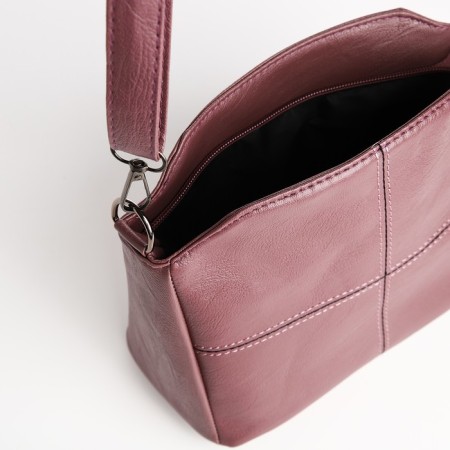 Cross-Bodi bag with zipper, dark pink color-4