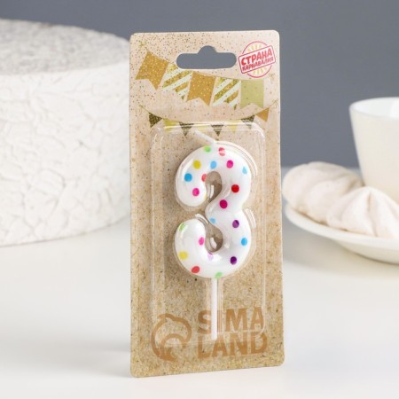 Candle in a cake for Birthday "Color Confetti", number "3", 5.5 cm-1
