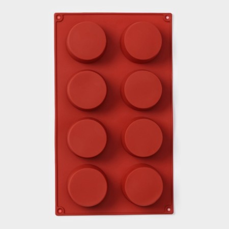 Silicone form for baking shares “Figures. Circ”, 29 × 17 × 2.7 cm, 8 cells (5.8 × 2.7 cm), brown color-2